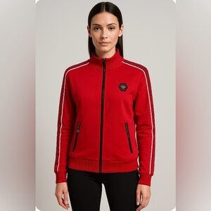 Phillip Plein Red Rhinestone 20th anniversary Track Jacket L